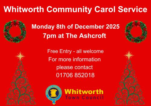 Whitworth Community Carol Service - Monday 8th December